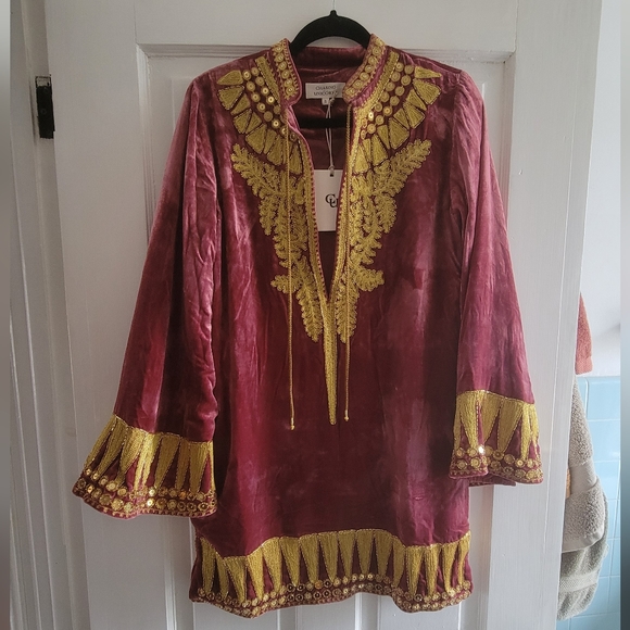SOLD - NWT Chasing Unicorns Queen of Hearts Velvet Tunic Dress - S - Picture 2 of 5